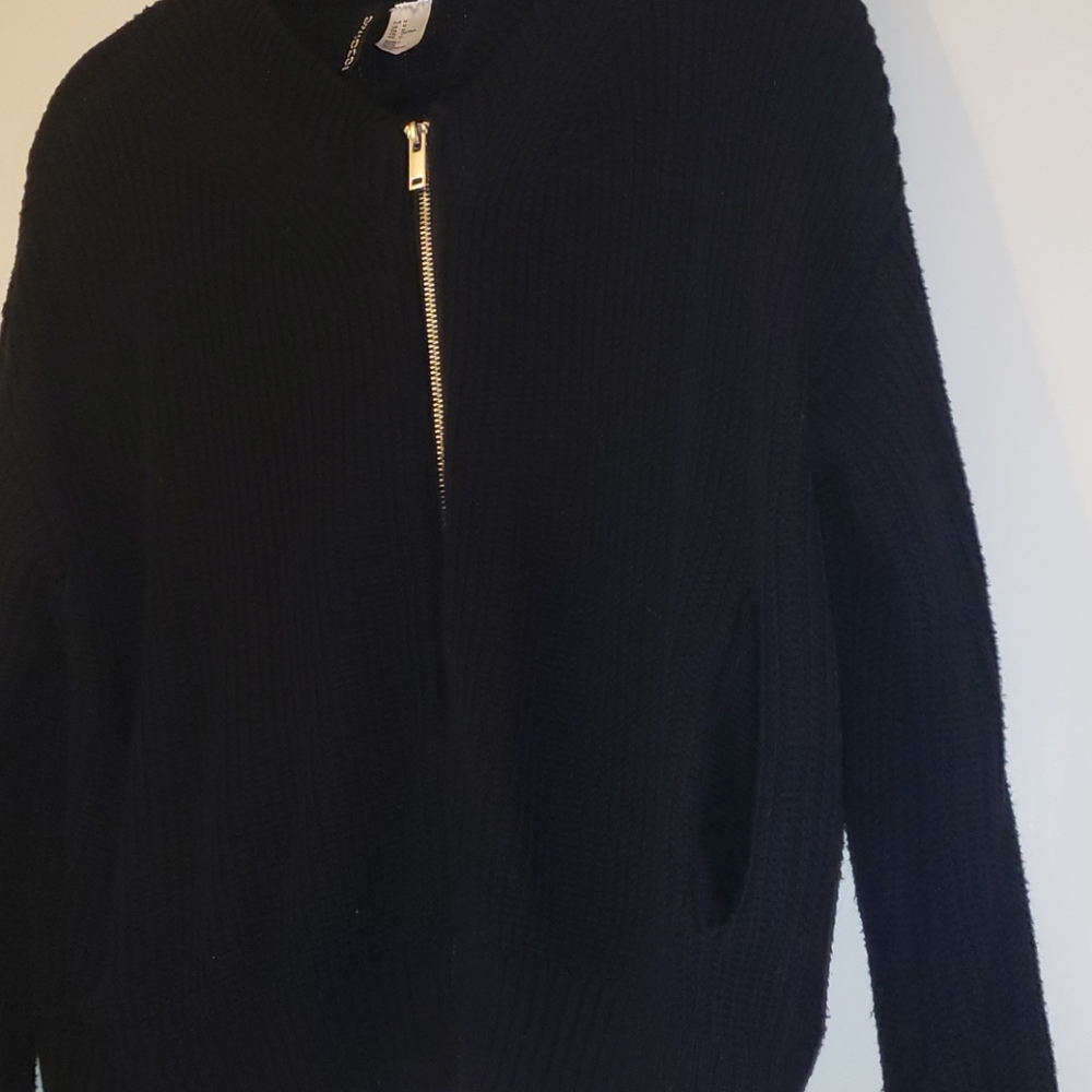 Black zip cardigan with pockets - Picture 3 of 3